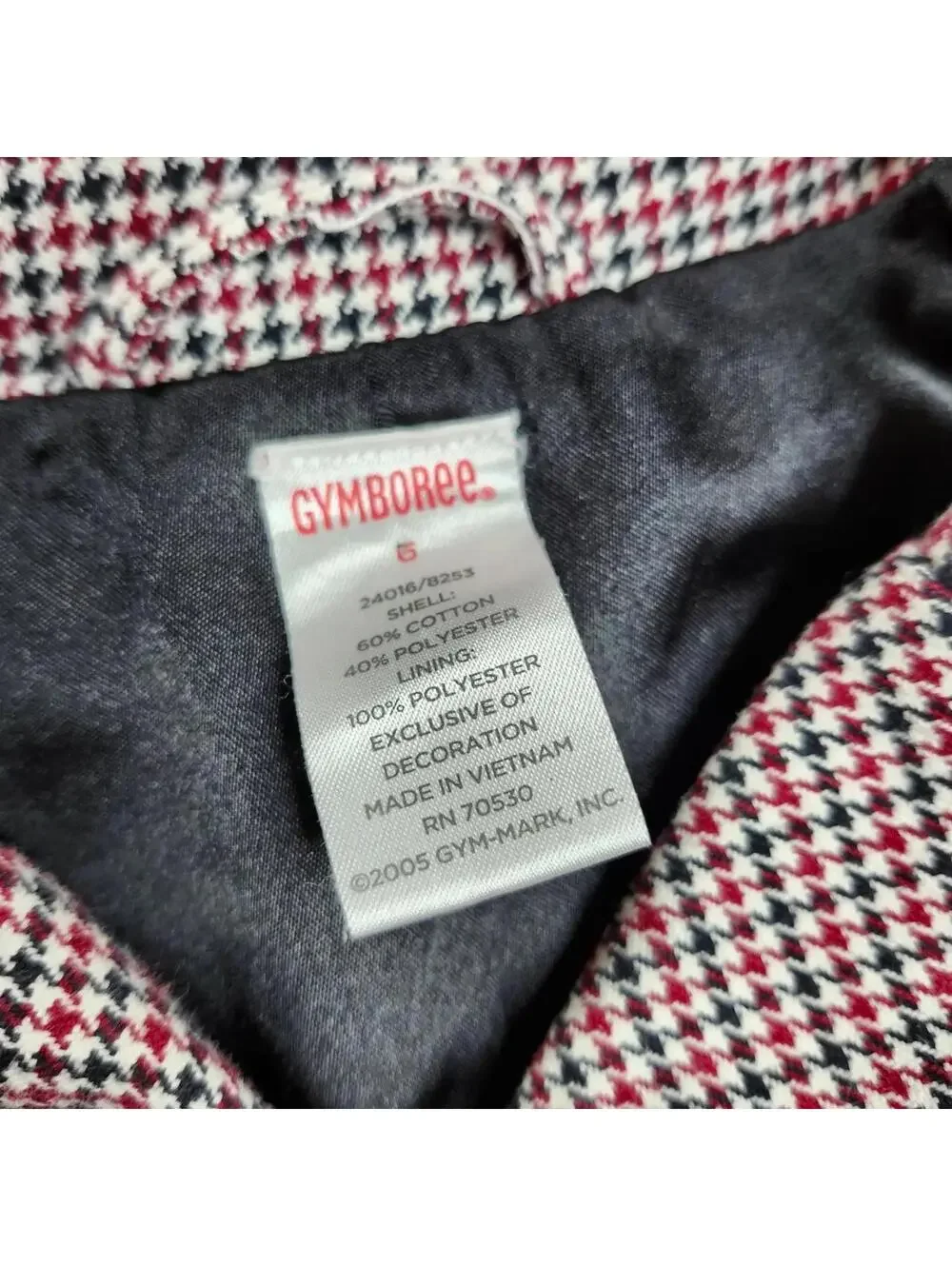 Gymboree Houndstooth Blazer Jacket Bow Pockets Black Trim Girl's Size 6